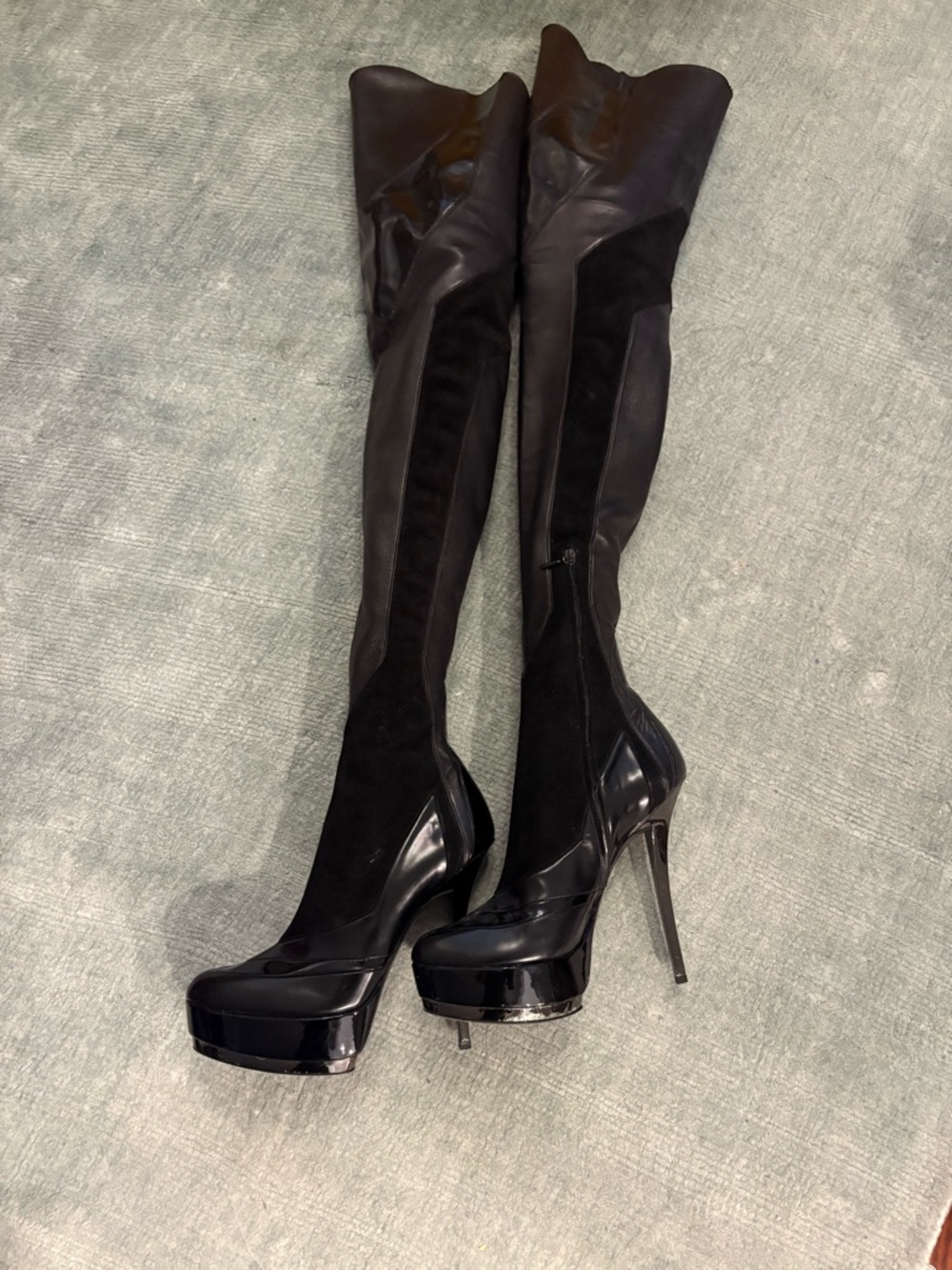 Gucci (Tom Ford) Black Over-the-Knee OTK Stiletto Suede Leather Boots 37 7 6.5